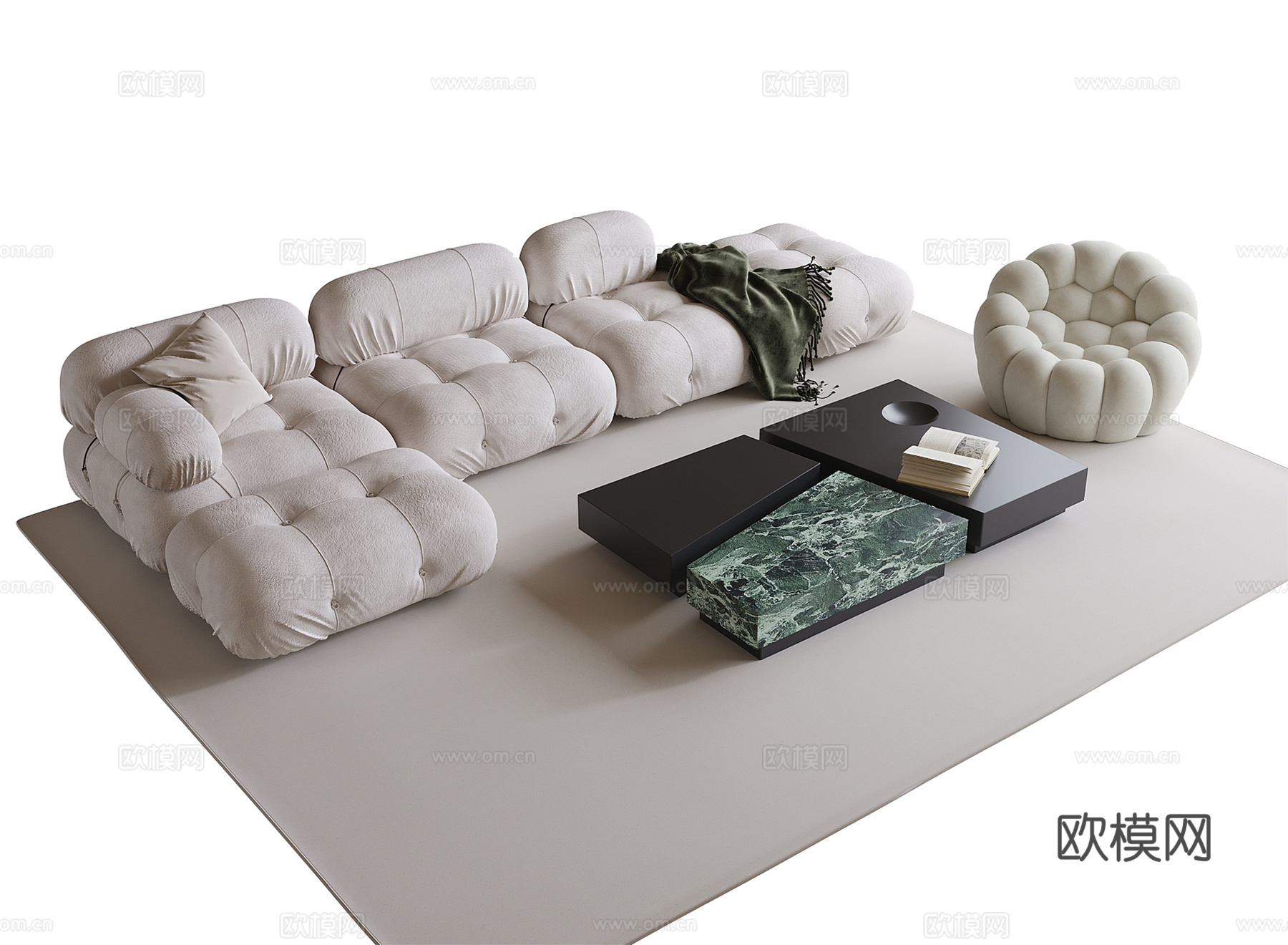 现代沙发茶几 多人沙发 茶几3d模型