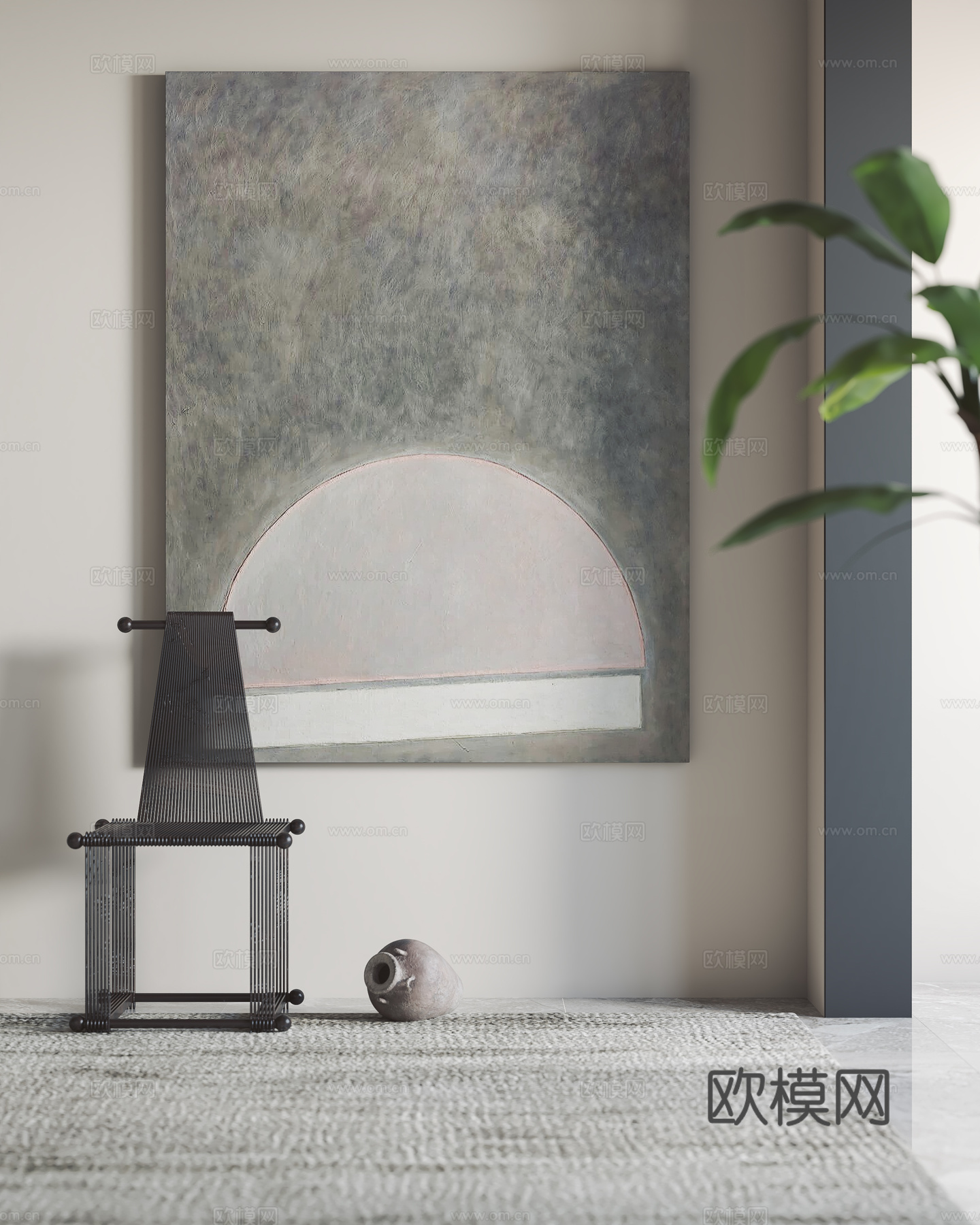 现代挂画 装饰画 单椅3d模型