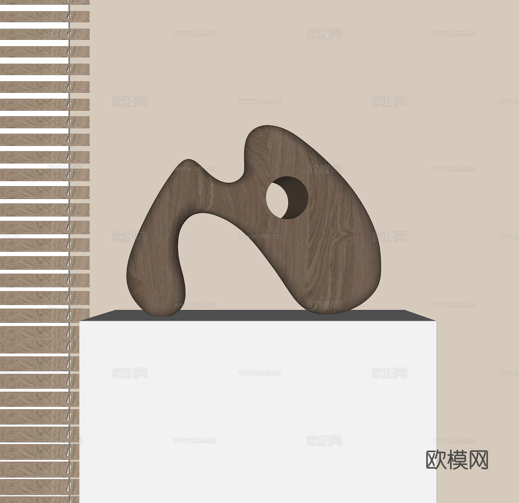 现代抽象木质雕塑su模型