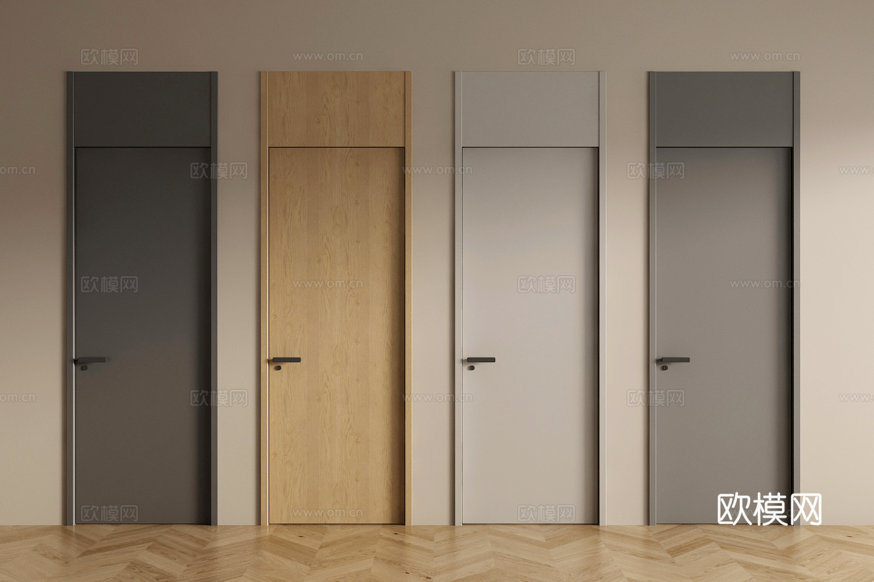 现代单开门3d模型下载