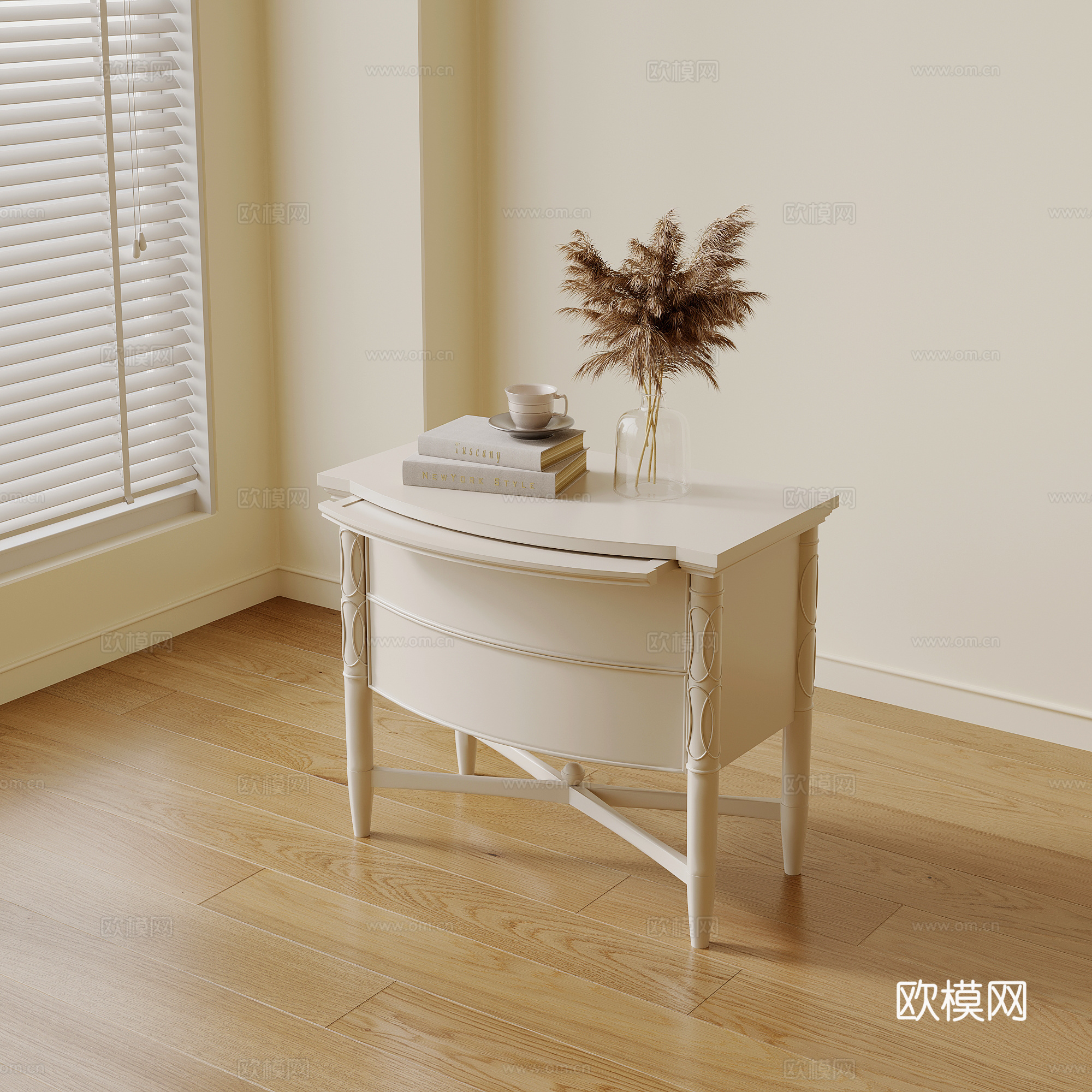 床头柜 法式奶油风床头柜3d模型