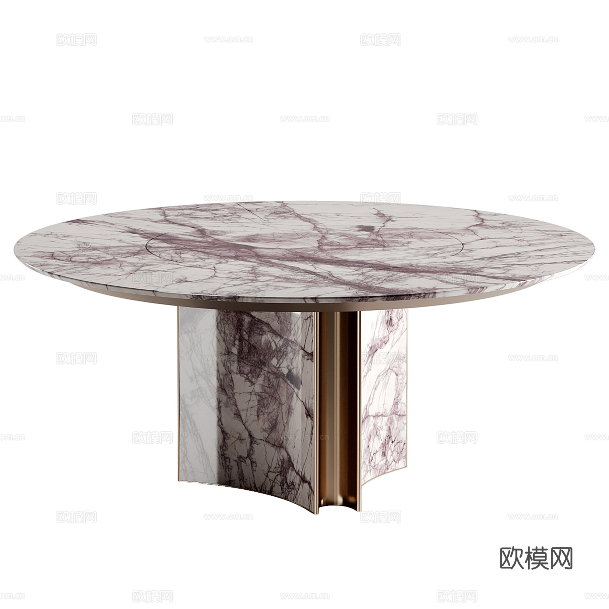 轻奢圆形餐桌椅组合su模型