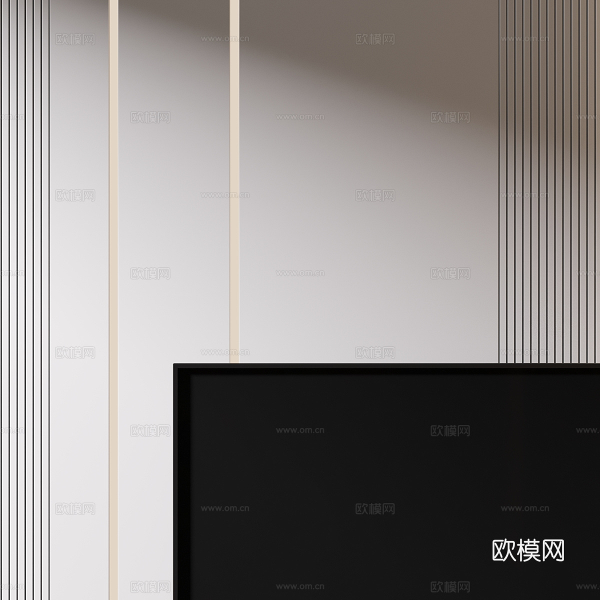 现代意式极简电视背景墙3d模型