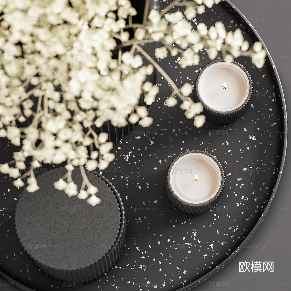 现代侘寂暗黑风饰品摆件组合3d模型