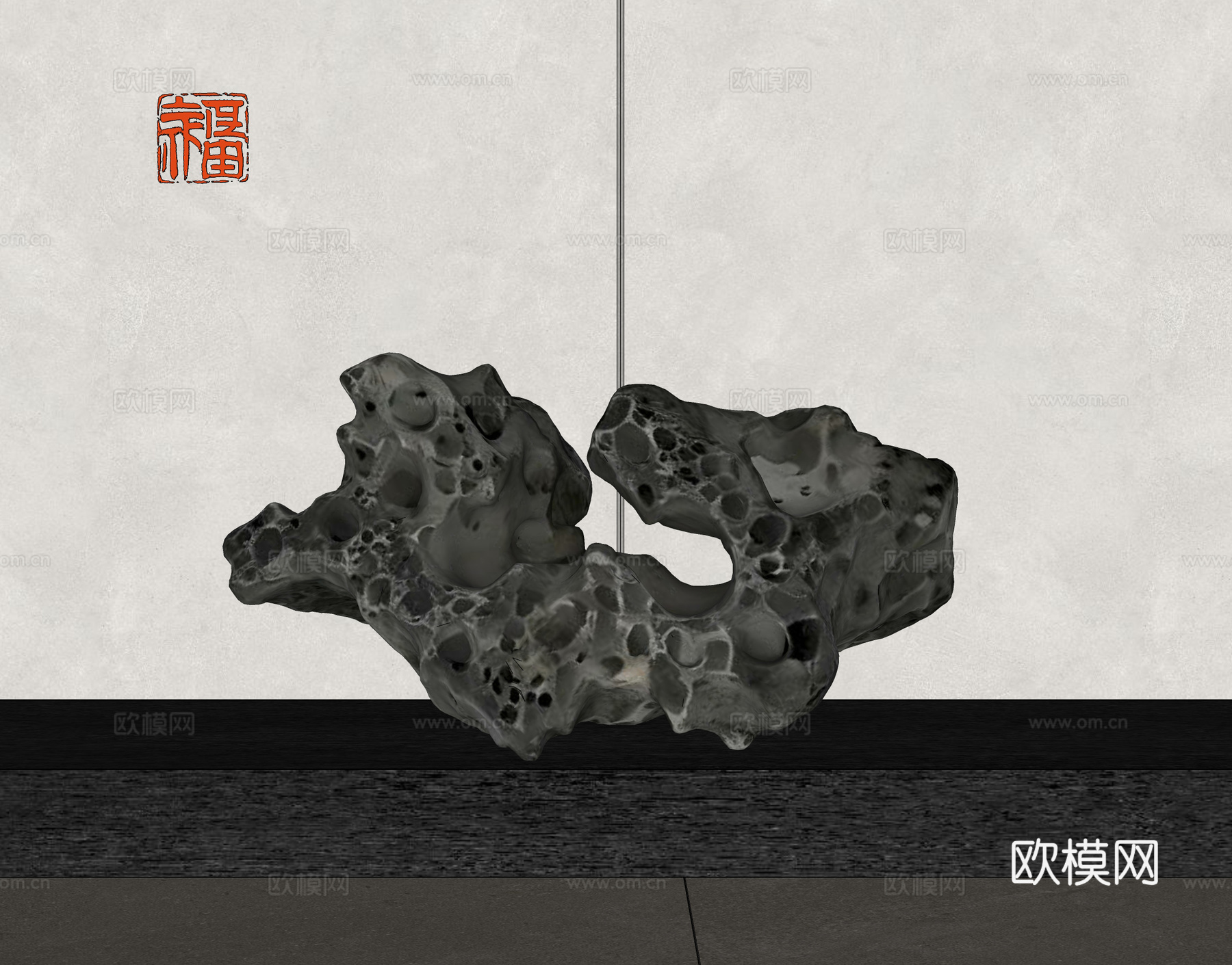 新中式太湖石摆件 景观石摆件 自然石雕塑摆件 天然石雕塑su模型