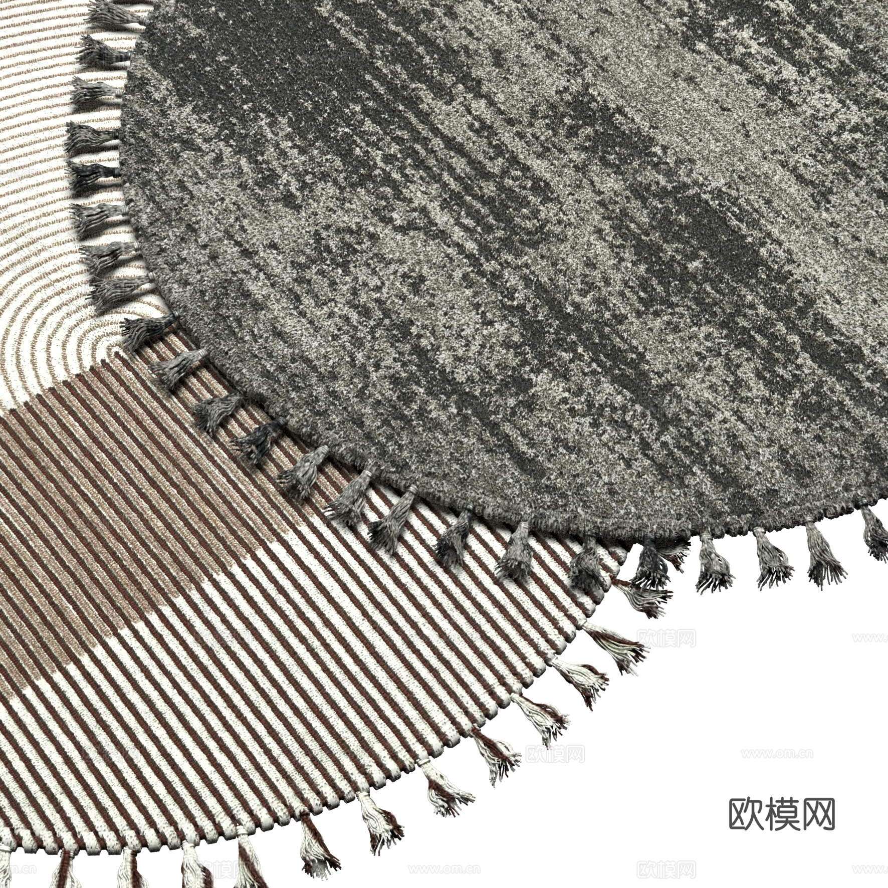 现代北欧圆形布艺地毯3d模型