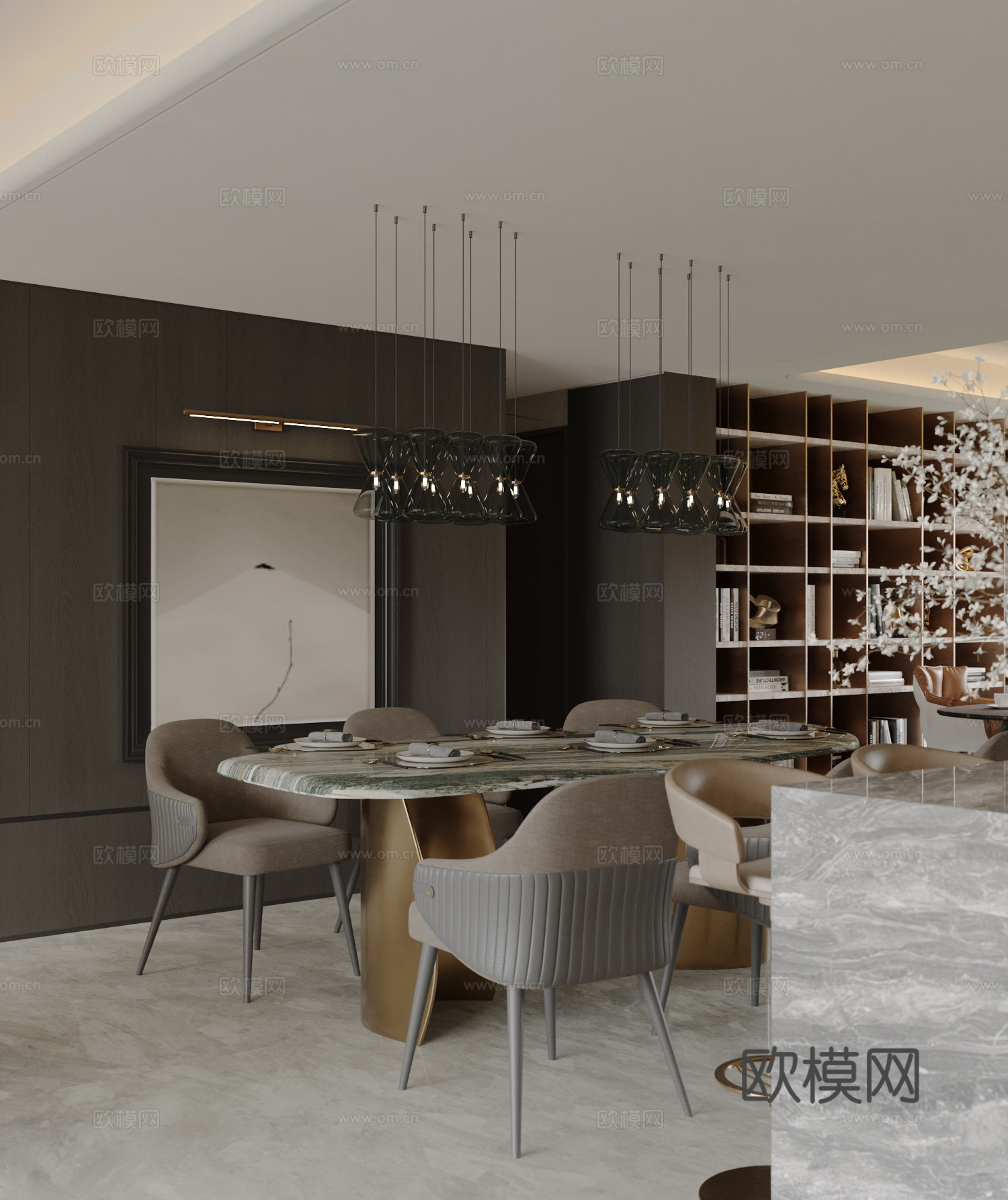 现代餐厅 宋式餐厅3d模型