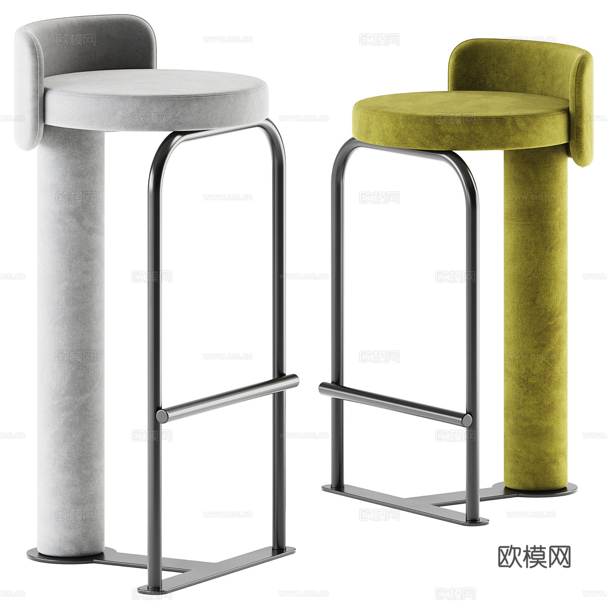 现代意式布艺吧台椅3d模型