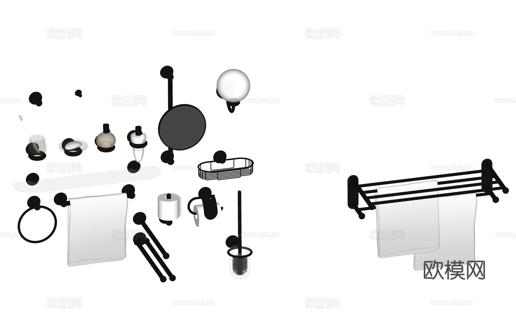 现代卫浴用品 洗护用品 卫浴小件 卫浴套装su模型