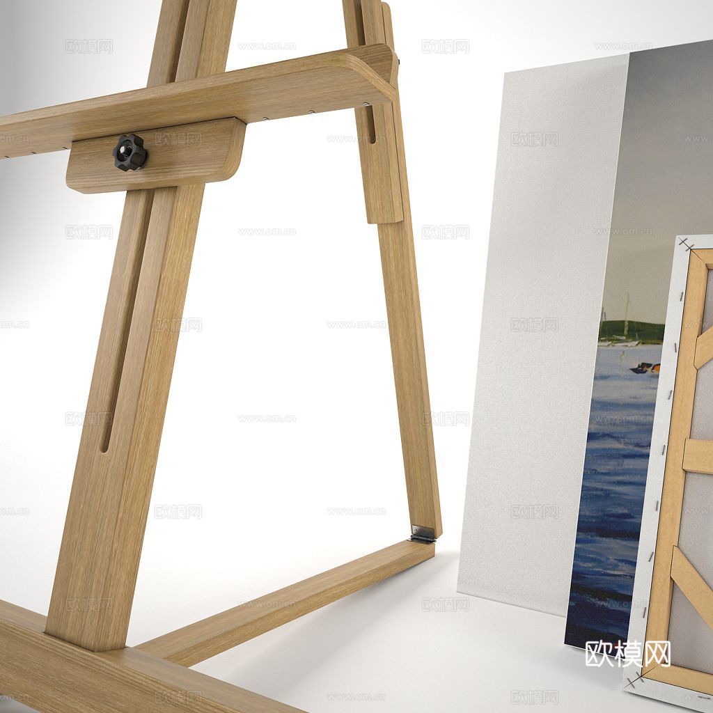现代美术画架 画布 画板3d模型