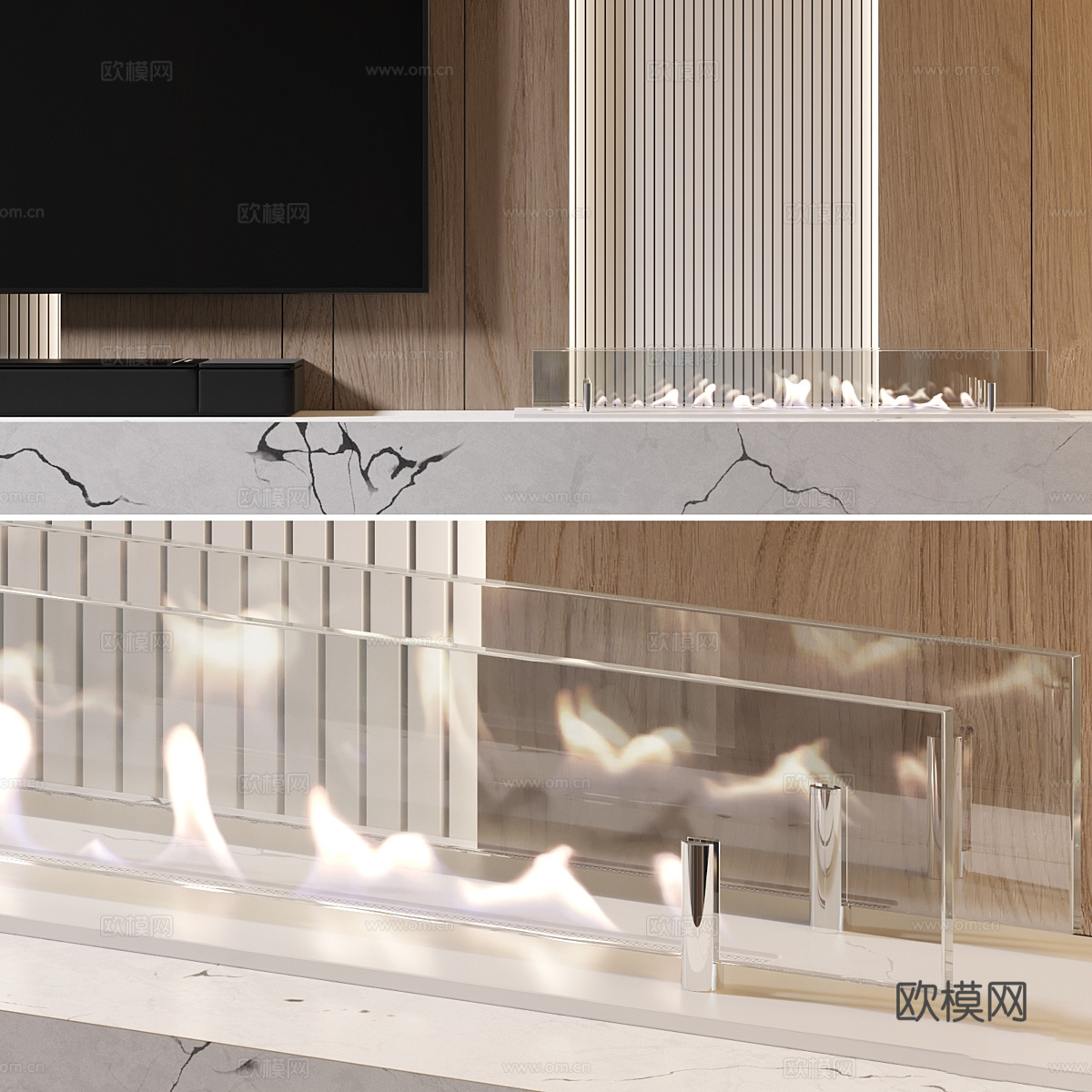 现代意式极简电视背景墙3d模型