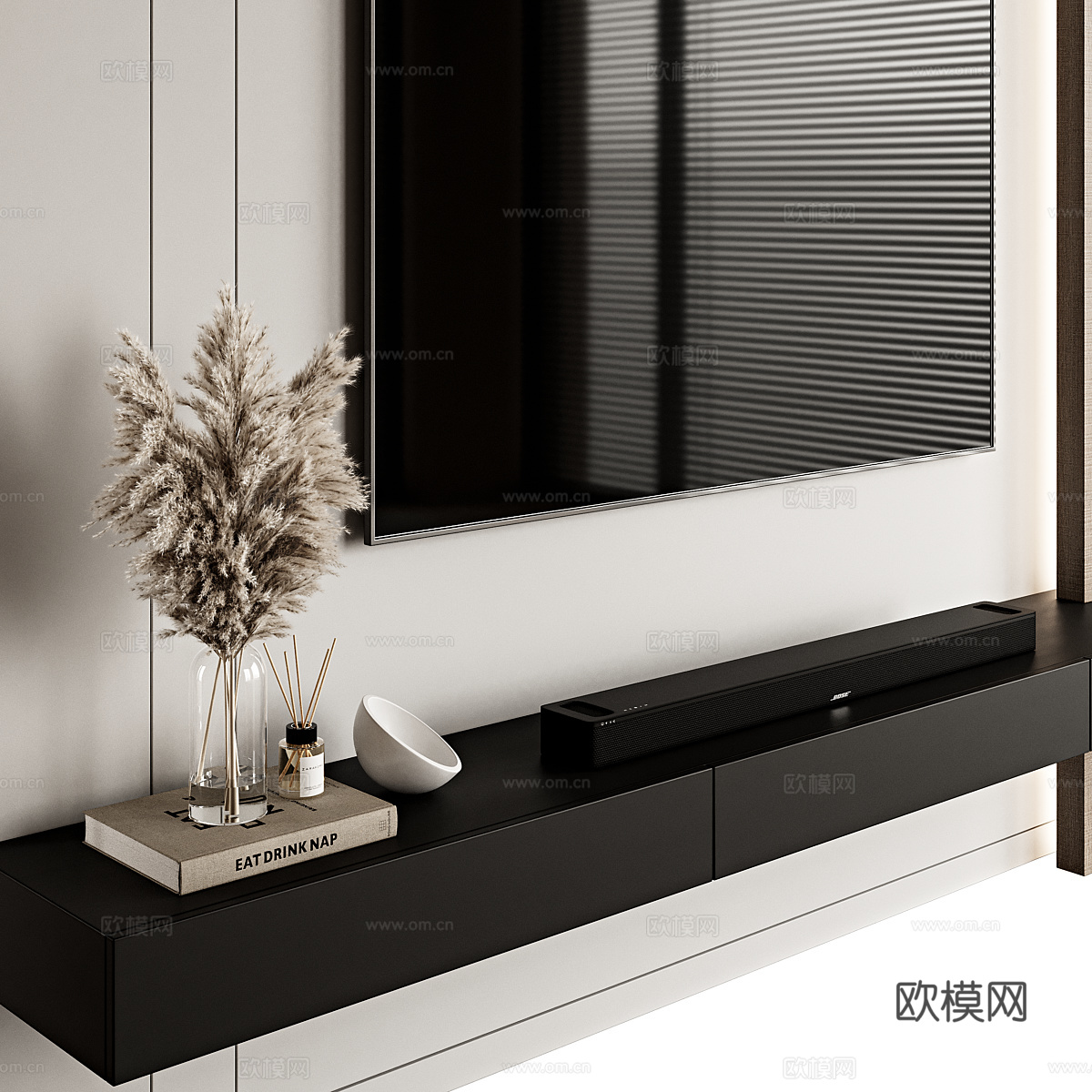 现代意式极简电视背景墙3d模型