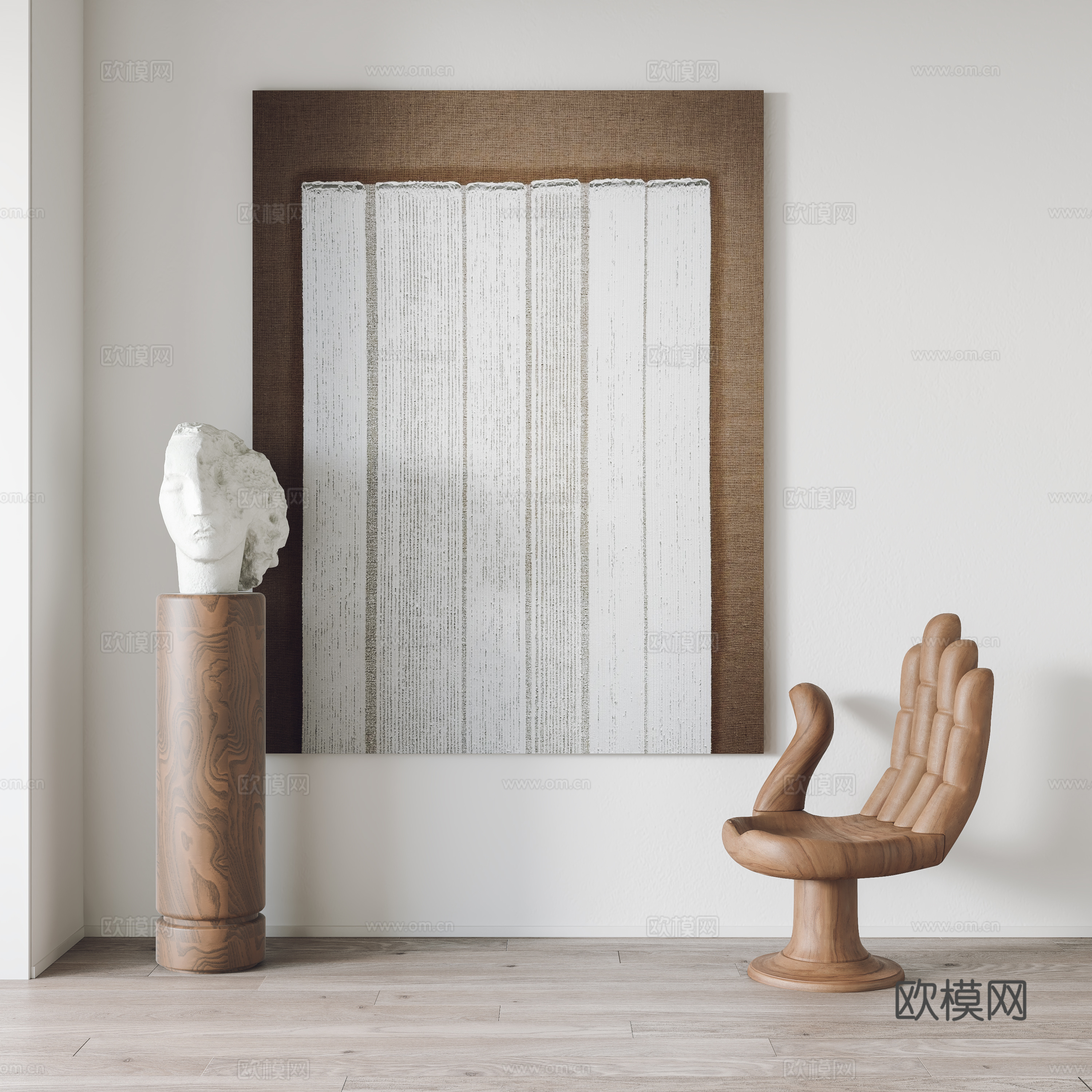 现代挂画 装饰画 雕塑 单椅3d模型