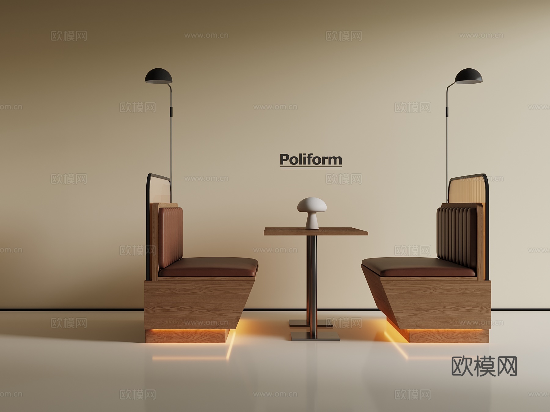 卡座沙发3d模型下载