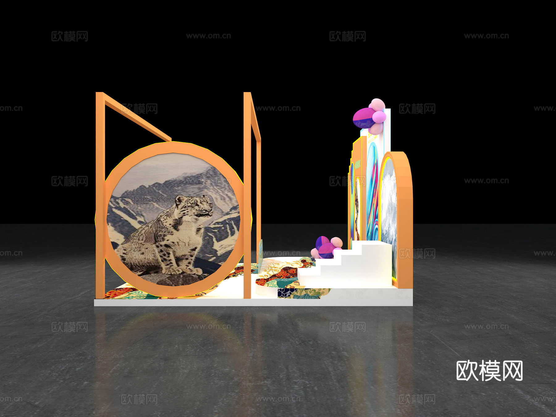 打卡 产品展示 展台  打卡墙3d模型