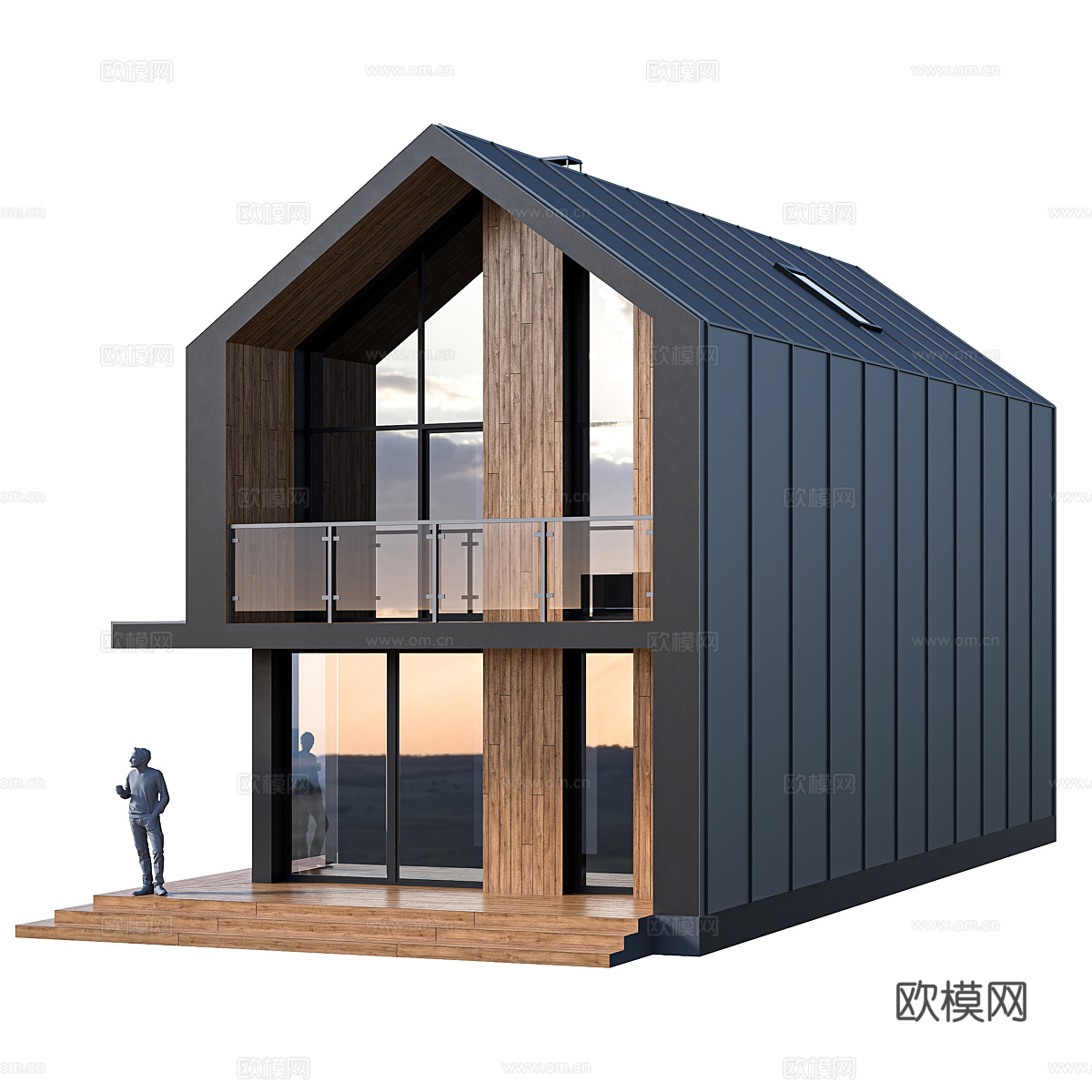 现代意式木屋别墅外观3d模型