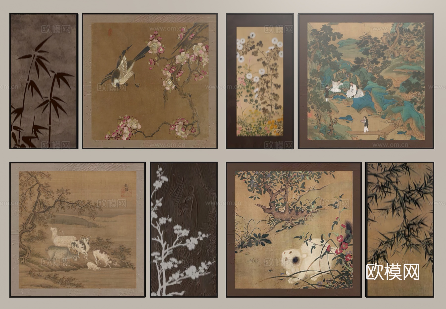 新中式挂画su模型