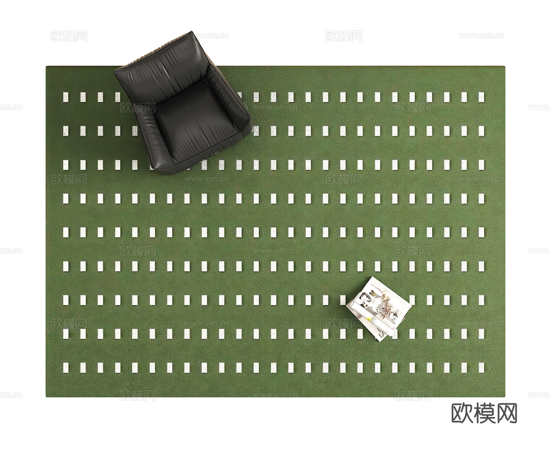 中古墨绿色地毯  客厅地毯  卧室地毯3d模型