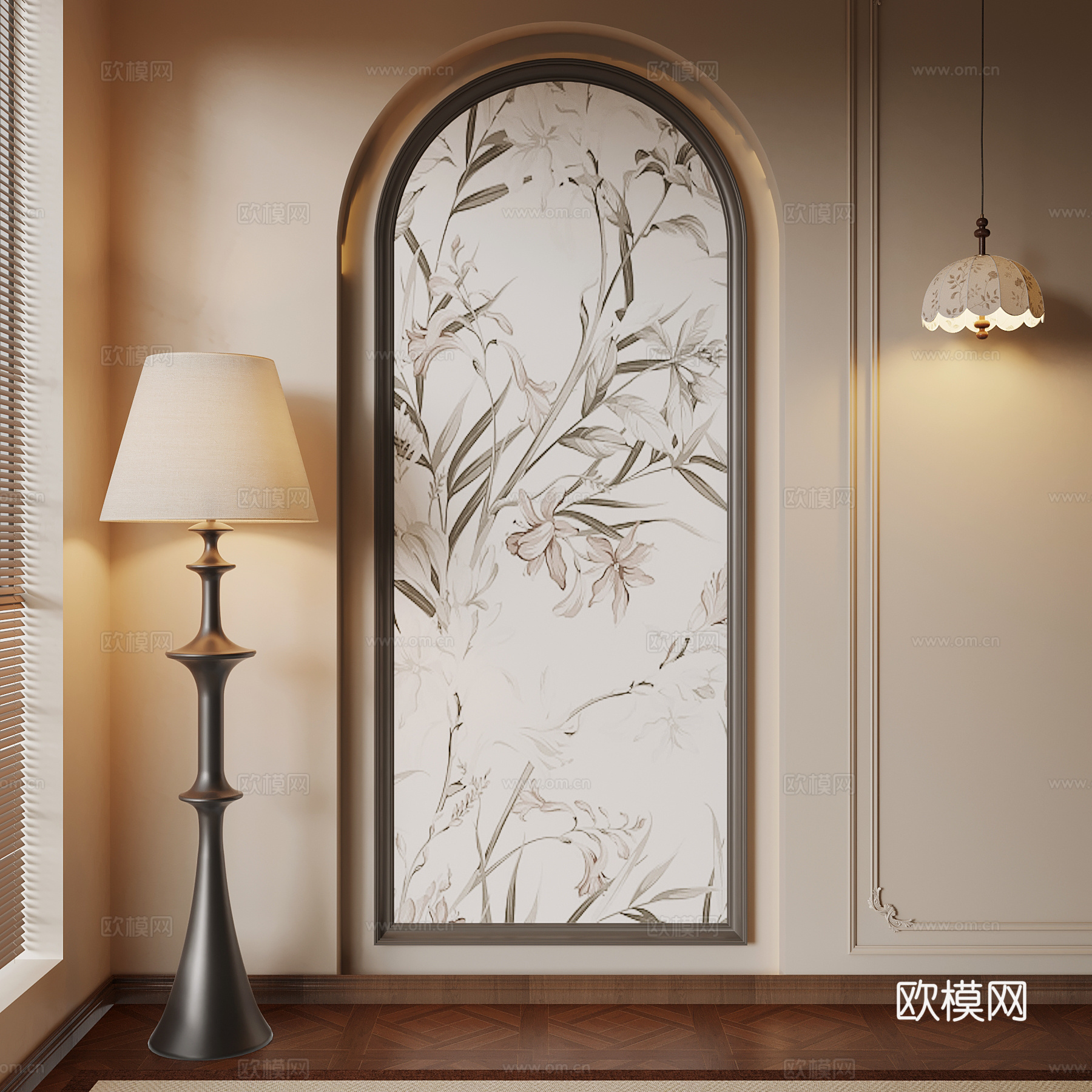 法式复古风挂画 壁灯 落地灯su模型