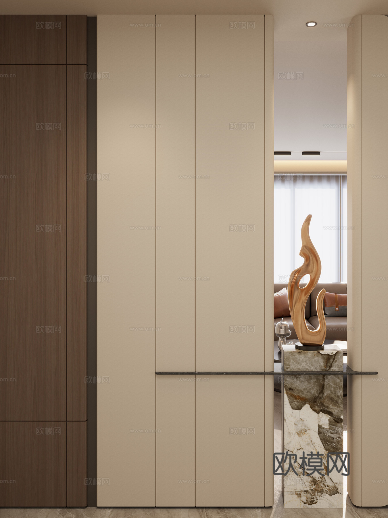 意式 轻奢风 造型 隔断 透景 大理石 端景 玄关3d模型