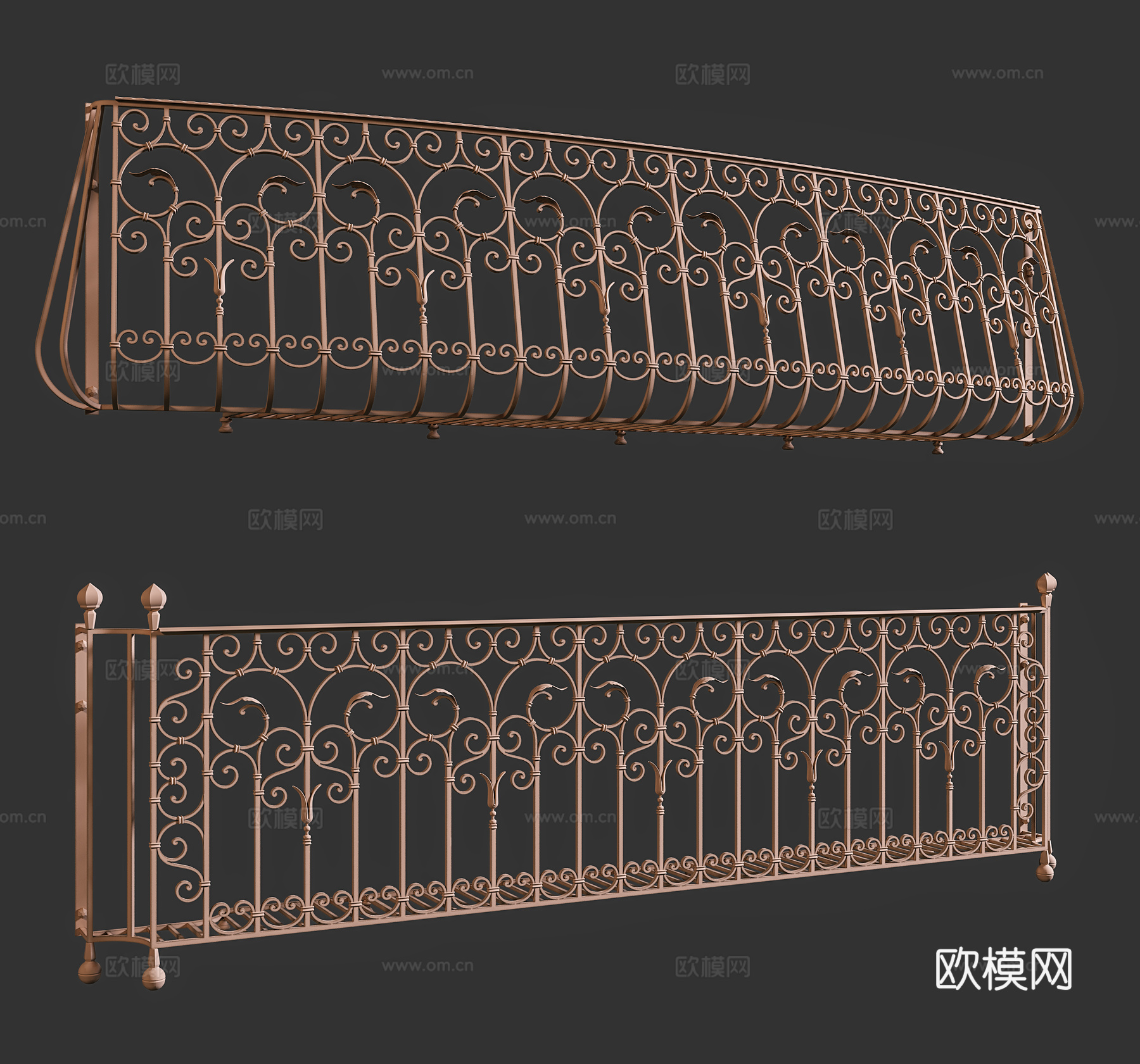 欧式铁艺栏杆3d模型