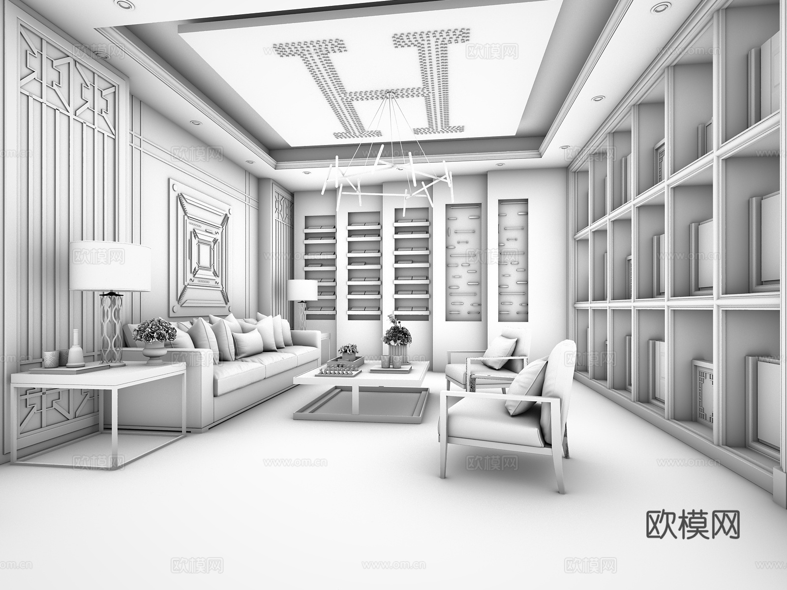 现代公司前台 接待 服务中心 休息区 等候3d模型