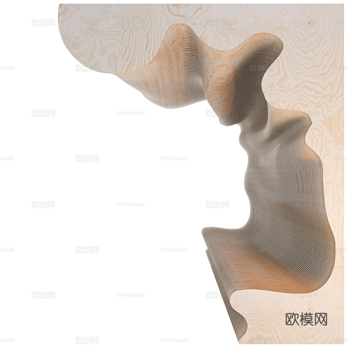 现代异形装饰公共长凳3d模型