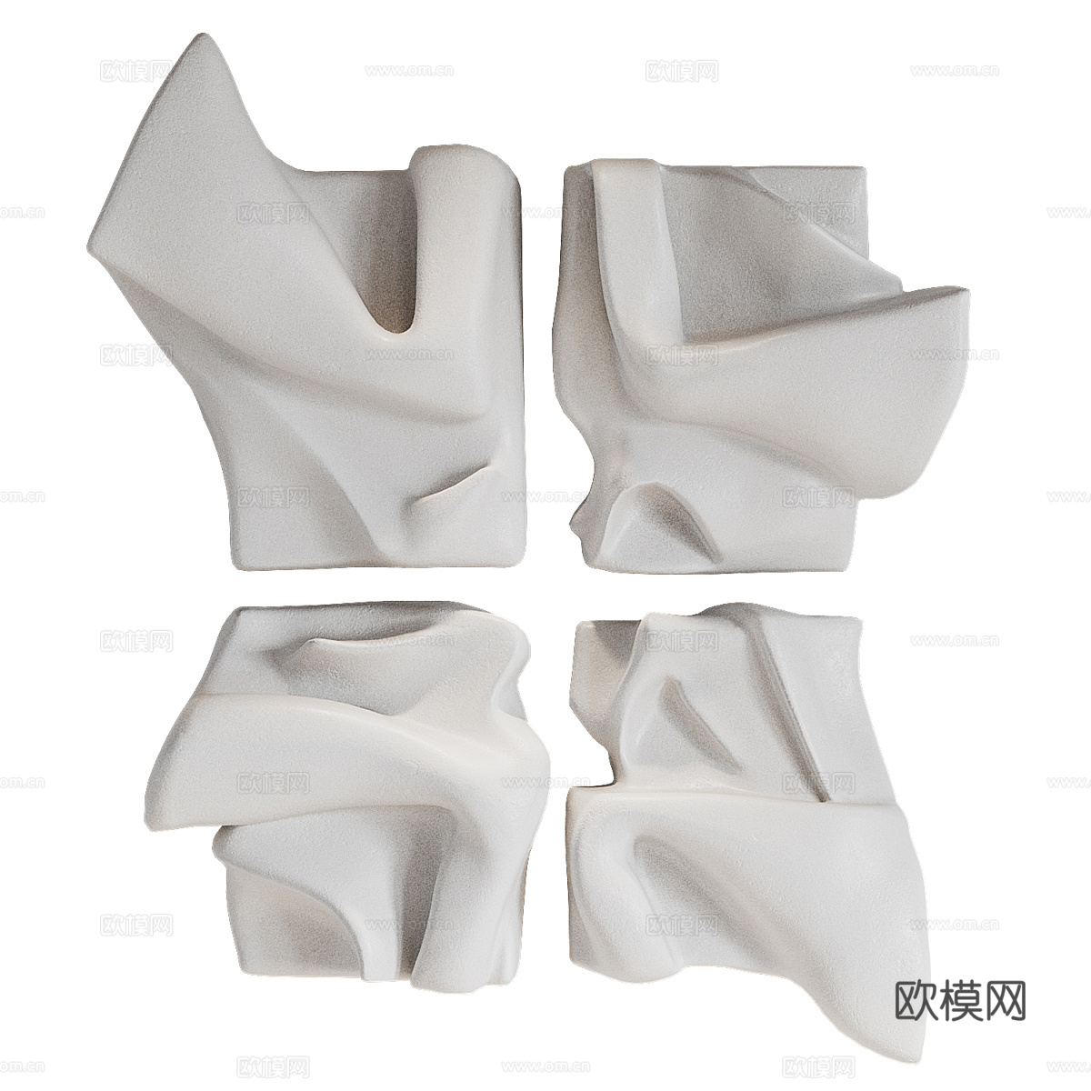 现代石膏艺术挂饰3d模型