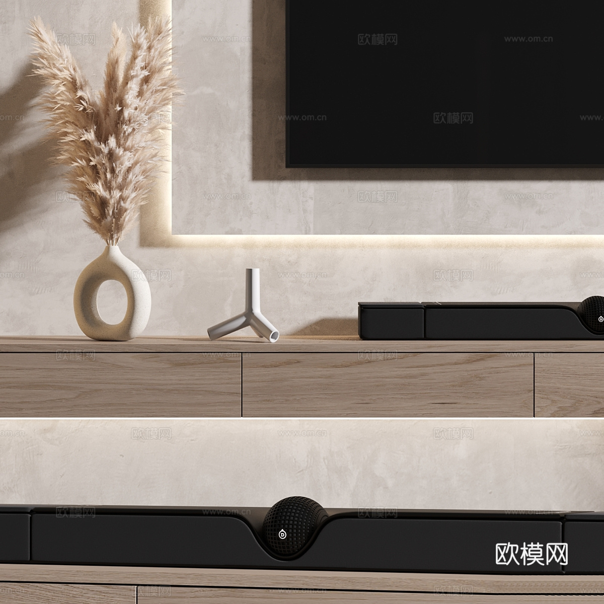 现代极简电视背景墙3d模型