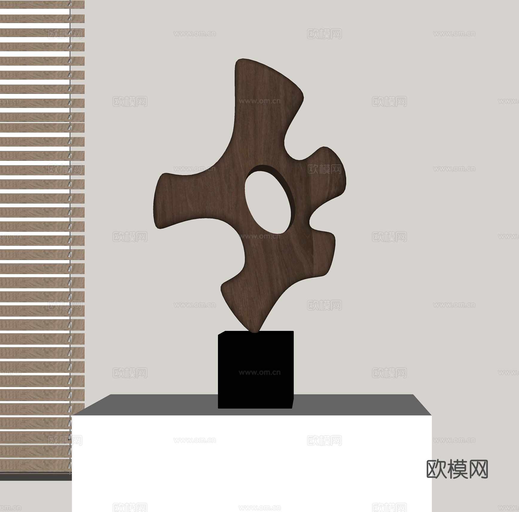 现代抽象木质雕塑su模型