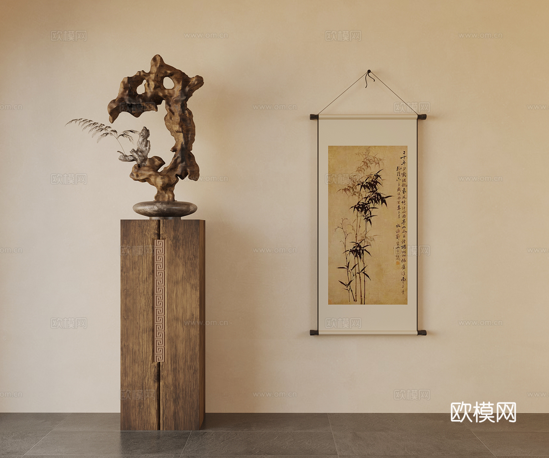 30新中式雕塑 挂画3d模型