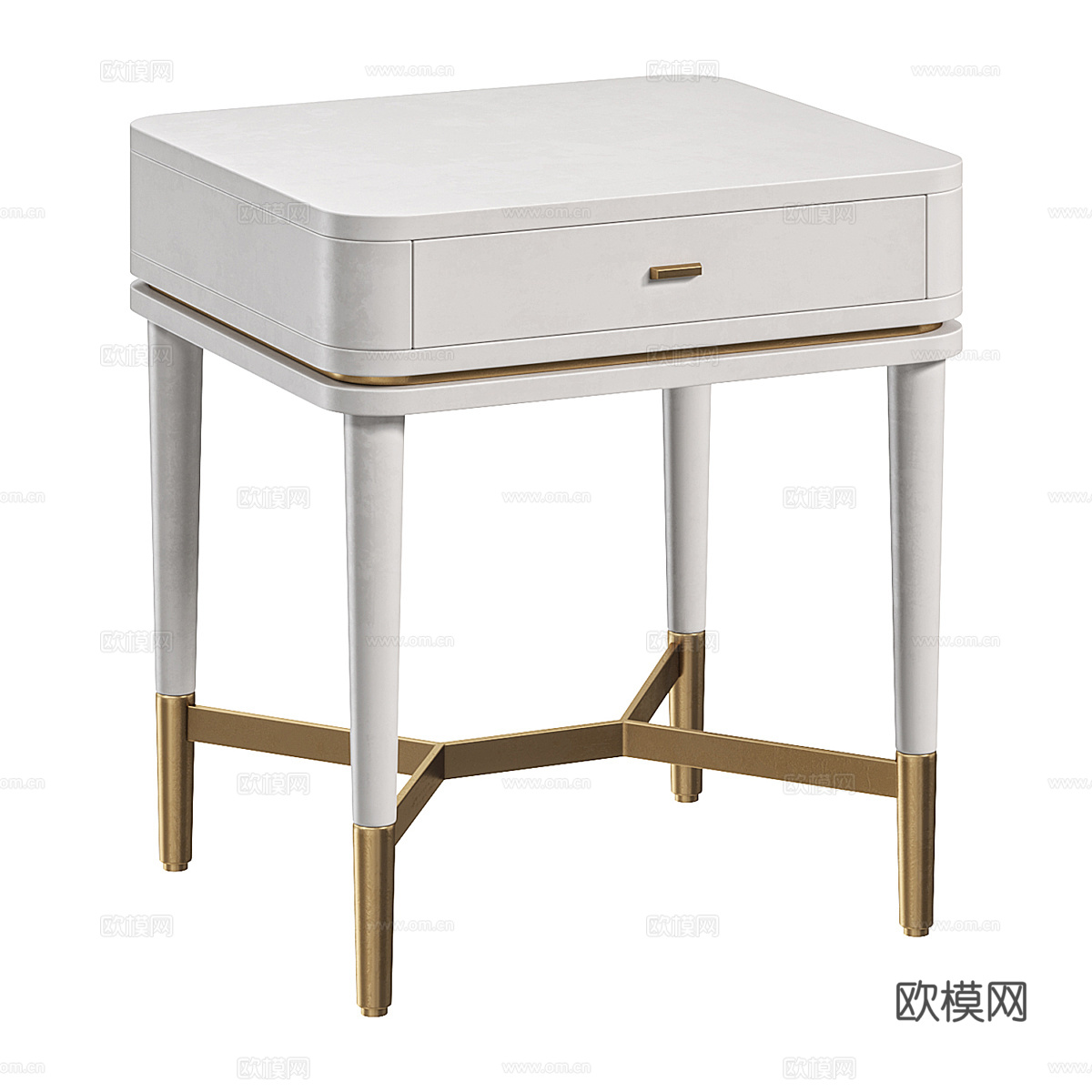 新中式轻奢床头柜3d模型