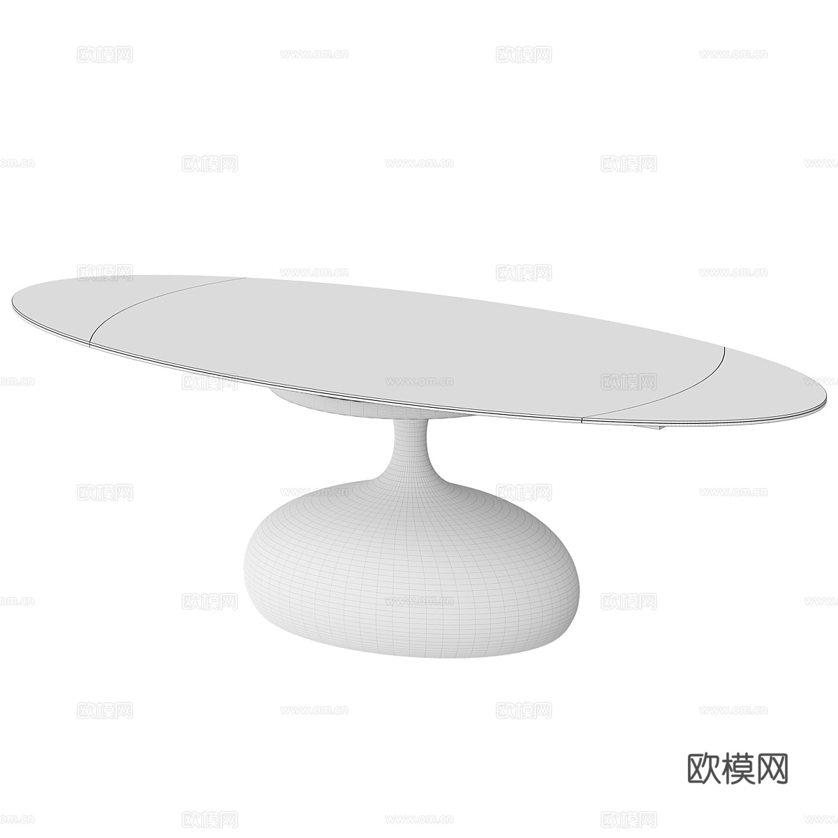 现代轻奢极简椭圆岩板餐桌3d模型