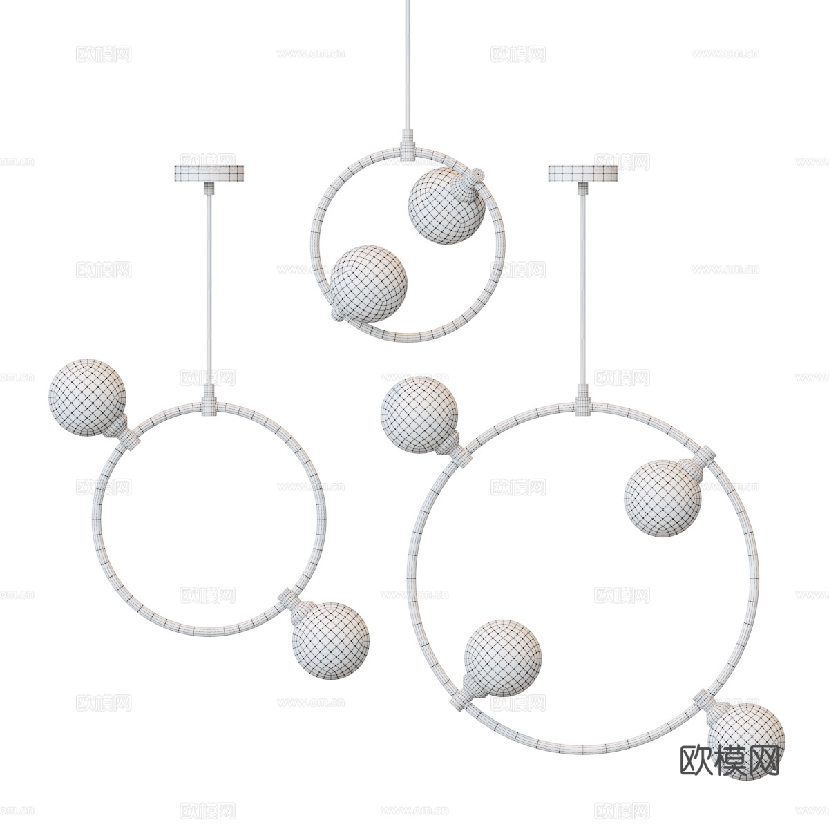 现代轻奢金属玻璃装饰吊线灯3d模型