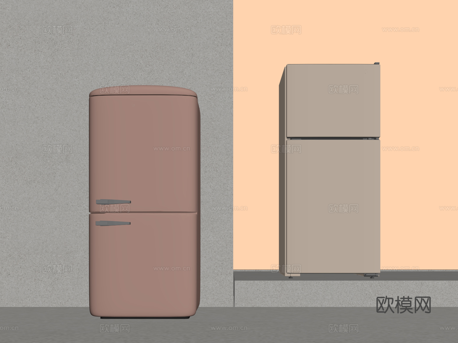 16冰箱 迷你冰箱su模型