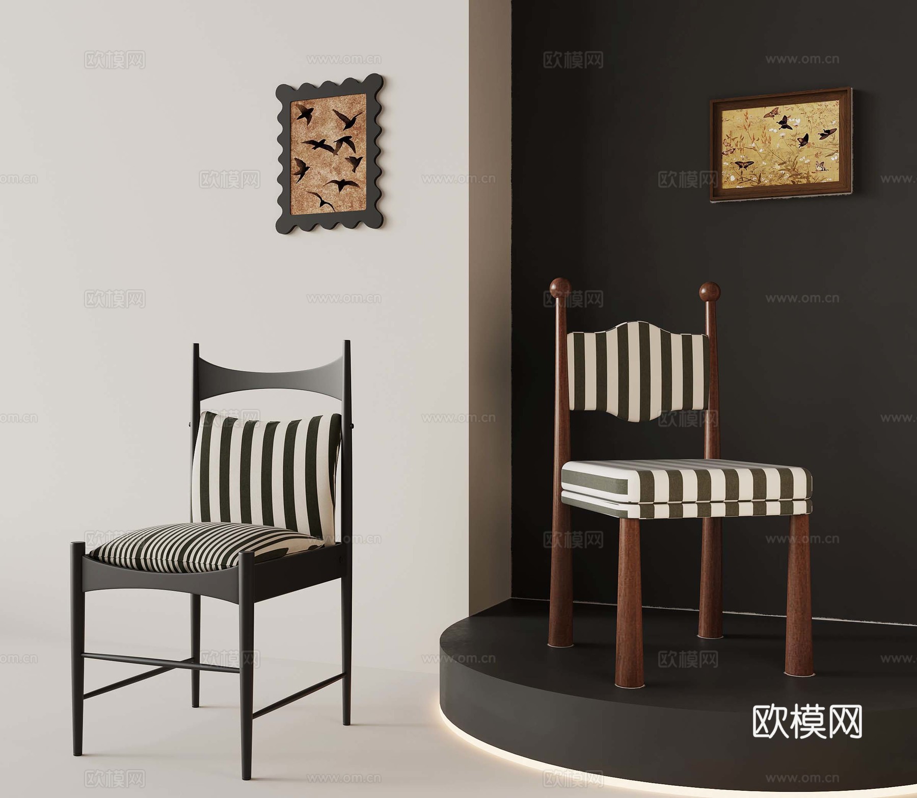 28法式中古风餐椅 休闲椅3d模型