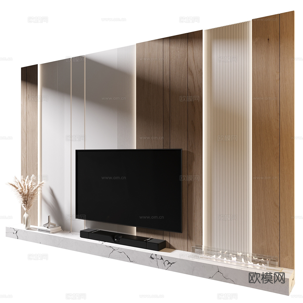 现代意式极简电视背景墙3d模型