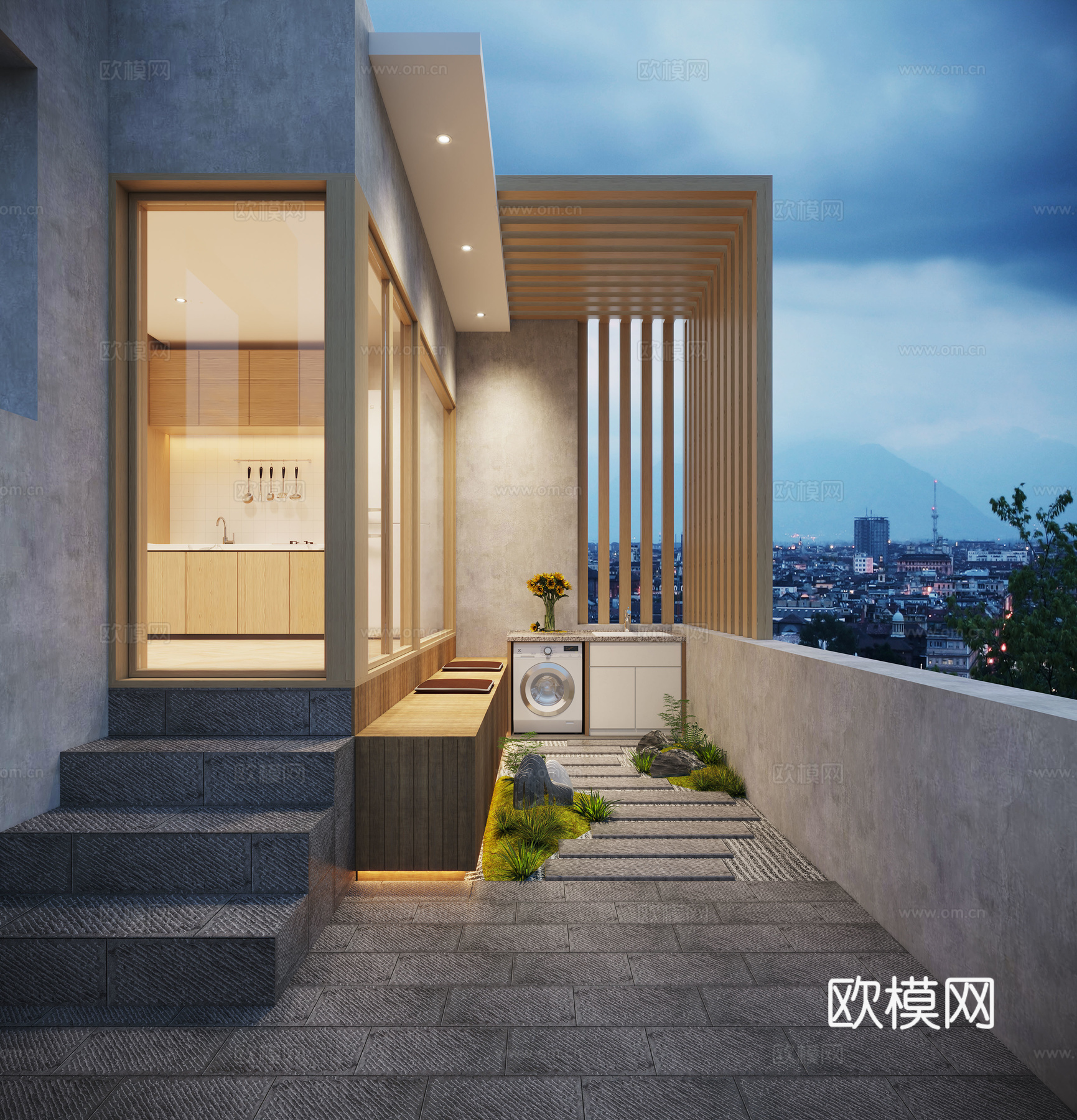 现代阳台 洗衣台3d模型