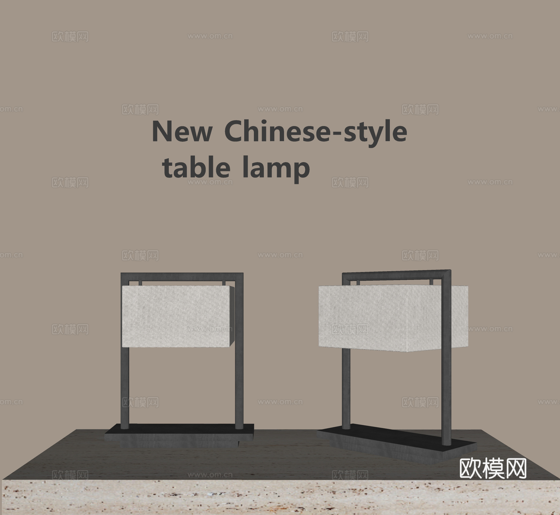 新中式床头台灯 金属台灯 书房台灯 客厅台灯 阅读台灯su模型