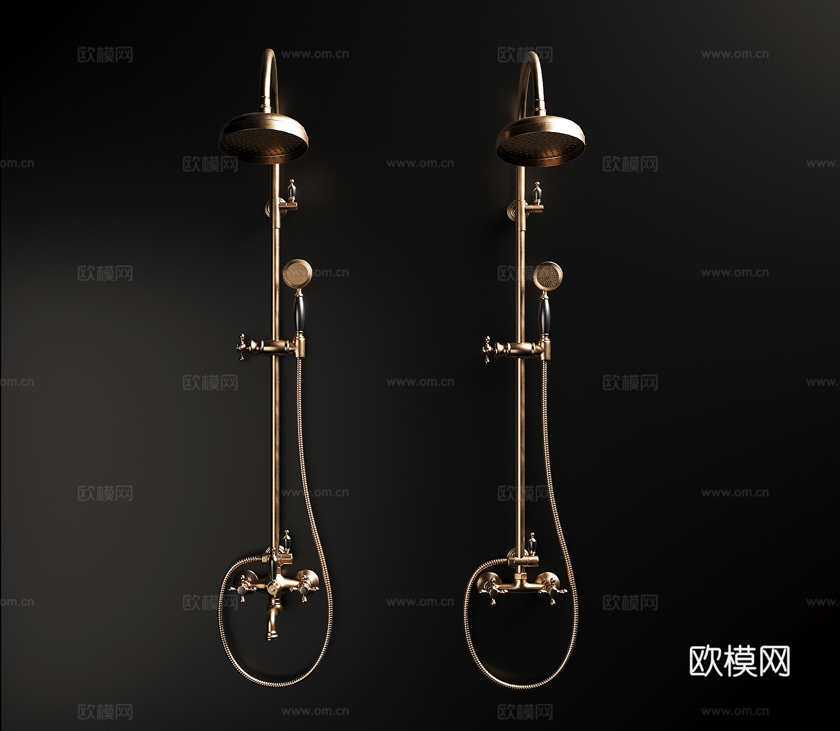 08花洒 法式花洒 欧式花洒 淋浴3d模型
