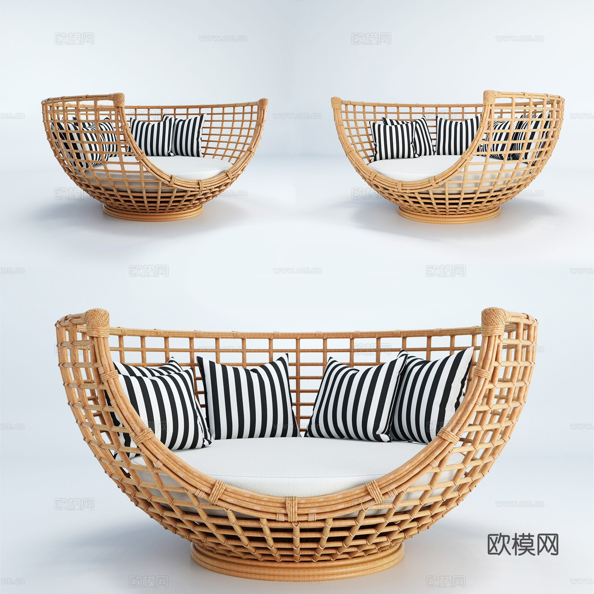 东南亚户外沙发  藤编沙发 休闲沙发su模型