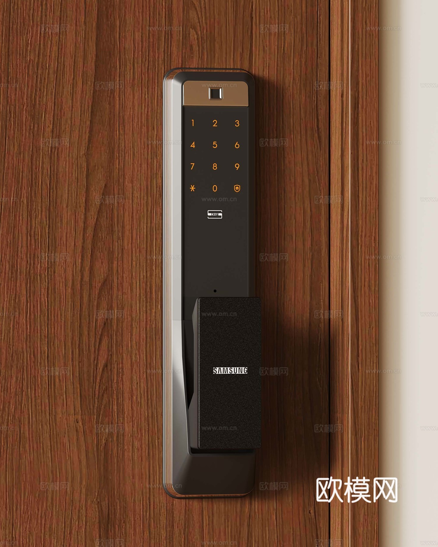 12现代智能锁指纹锁 密码锁 门锁 门把手su模型