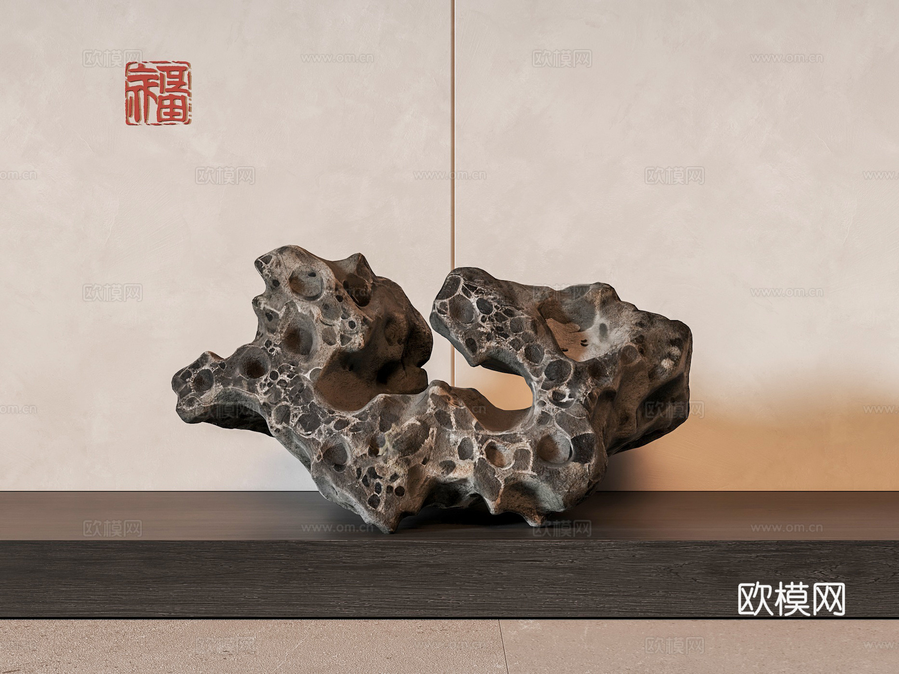 新中式太湖石摆件 景观石摆件 自然石雕塑摆件 天然石雕塑3d模型