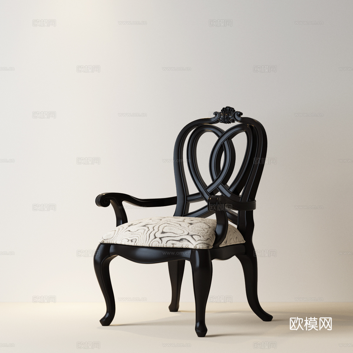 美式餐椅 美式单椅 美式实木餐桌椅 法式中古单椅 美式中古餐3d模型