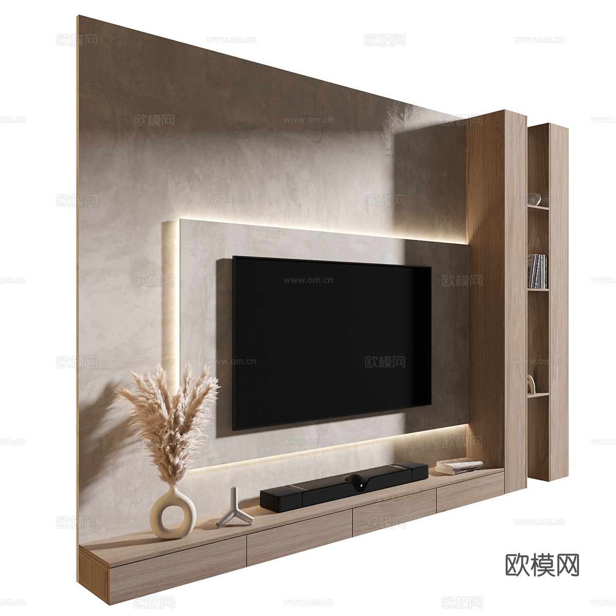 现代极简电视背景墙3d模型