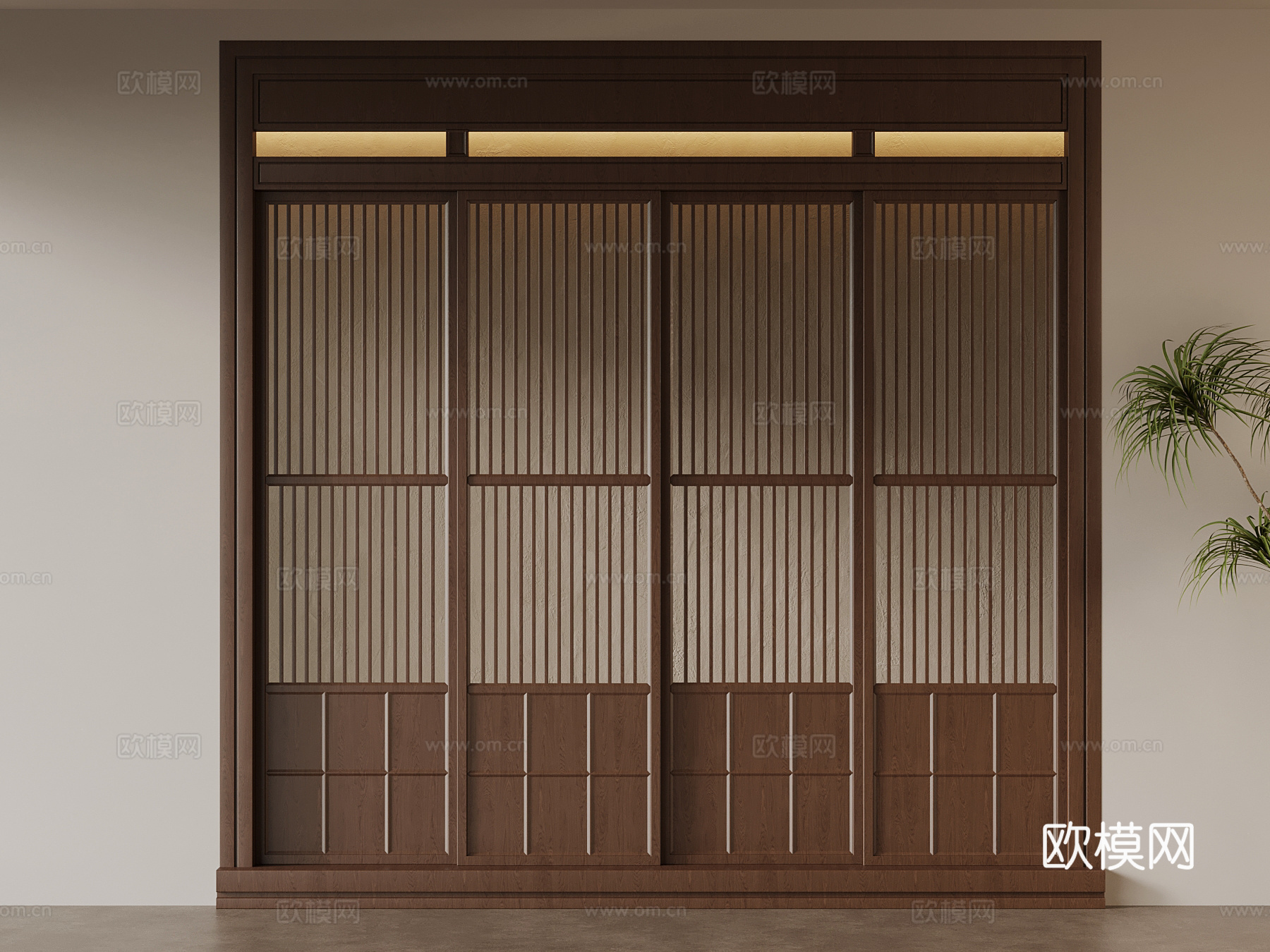 新中式推拉门 移门3d模型