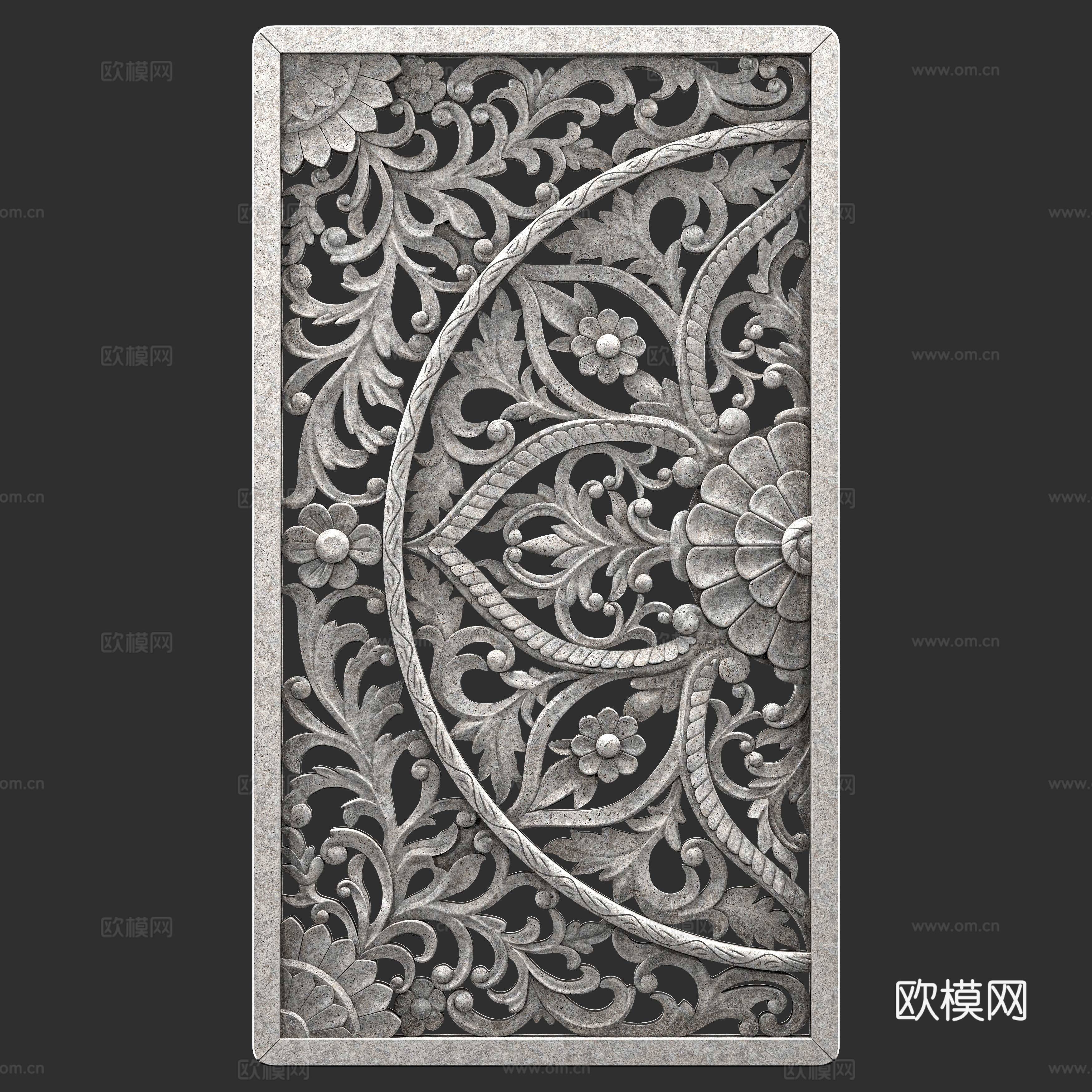 中式木质雕花3d模型