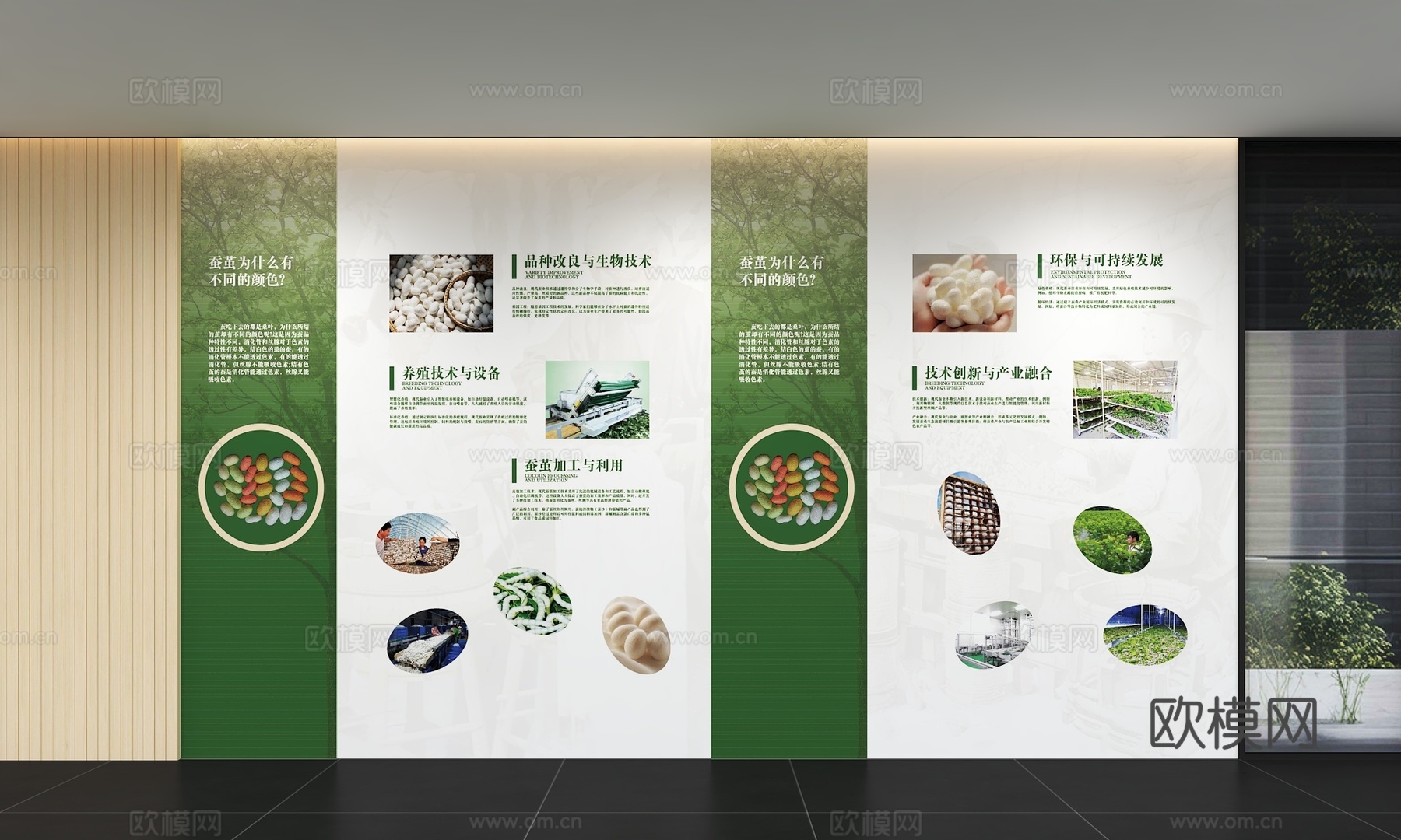 现代绿色文化墙 桑树植物 展示墙 标语 展示墙 口号3d模型