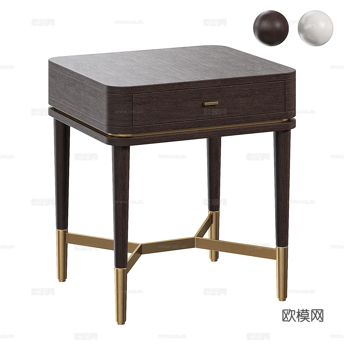 新中式轻奢床头柜3d模型