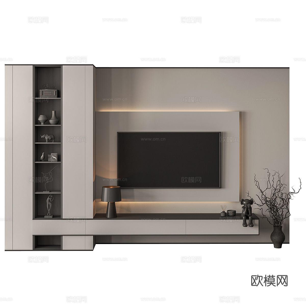 现代意式极简电视背景墙3d模型